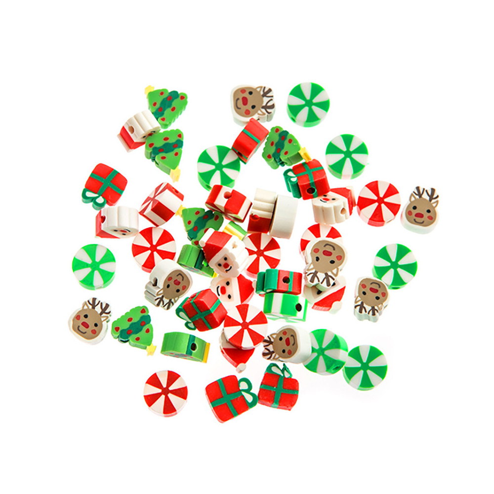 Koraliki polimerowe Motywy Świąteczne - DpCraft - 1 cm, 48 szt.