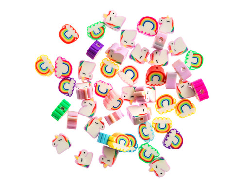 Polymer beads Unicorns and Rainbows - DpCraft - 1 cm, 48 pcs.