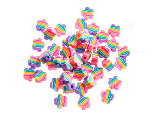 Koraliki polimerowe Tęczowe Kwiatki - DpCraft - 1 cm, 48 szt.