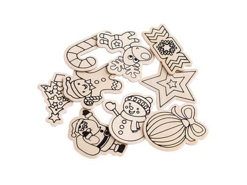 Wooden Christmas ornaments with magnet - DpCraft - 9 pcs.