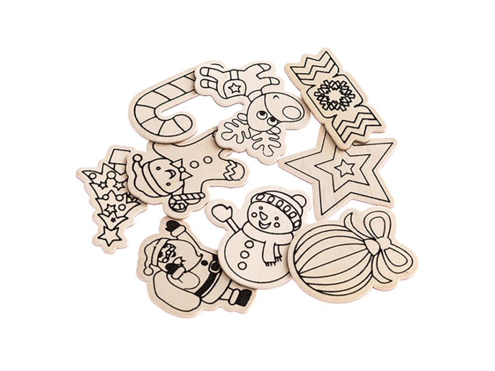 Wooden Christmas ornaments with magnet - DpCraft - 9 pcs.
