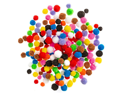 Polyester pompoms - DpCraft - multicolor, 300 pcs.