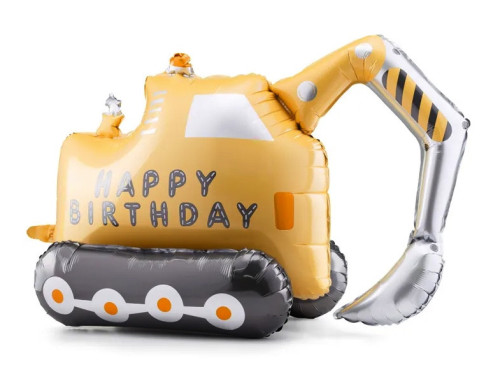 Foil balloon Digger Machine - yellow, 49 x 76,5 cm