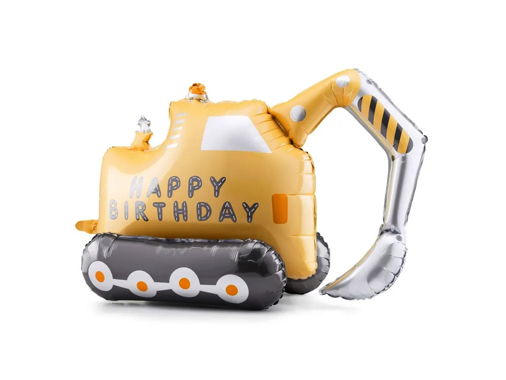 Foil balloon Digger Machine - yellow, 49 x 76,5 cm