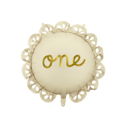 Foil balloon with frill One - cream, 51,5 cm