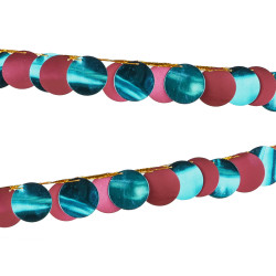 Metallized Circle garland - turquoise-burgundy, 4 x 220 cm