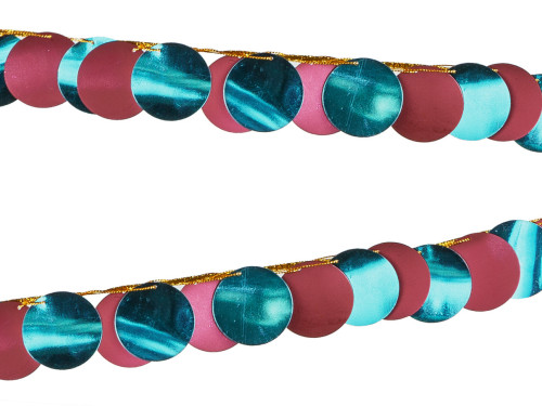 Metallized Circle garland - turquoise-burgundy, 4 x 220 cm