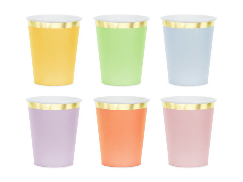 Paper cups with gold edges - 220 ml, 6 pcs.