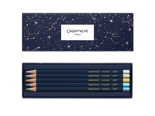 Set of Special Edition Cosmic Blue colored pencils - Caran d'Ache - 10 pcs.