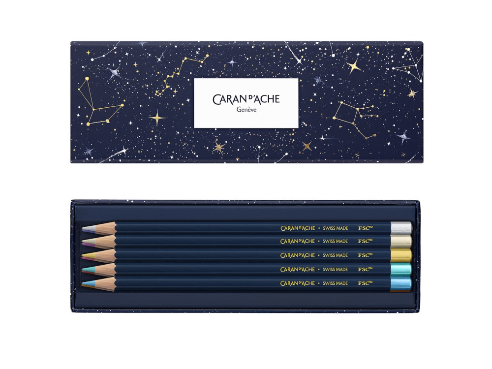 Set of Special Edition Cosmic Blue colored pencils - Caran d'Ache - 10 pcs.