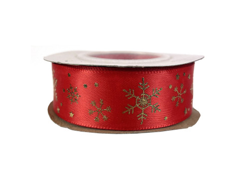 Ribbon Snowflakes - red, 2,5 cm x 9 m