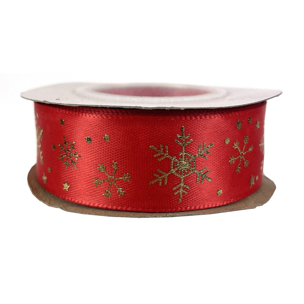 Ribbon Snowflakes - red, 2,5 cm x 9 m