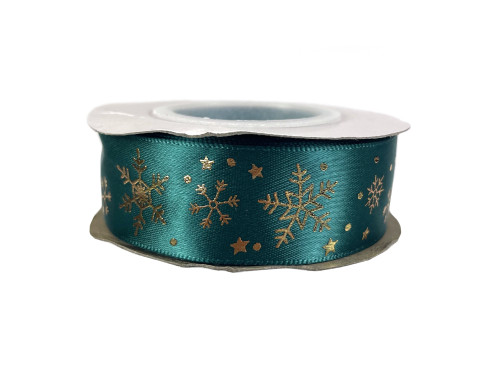 Ribbon Snowflakes - green, 2,5 cm x 9 m