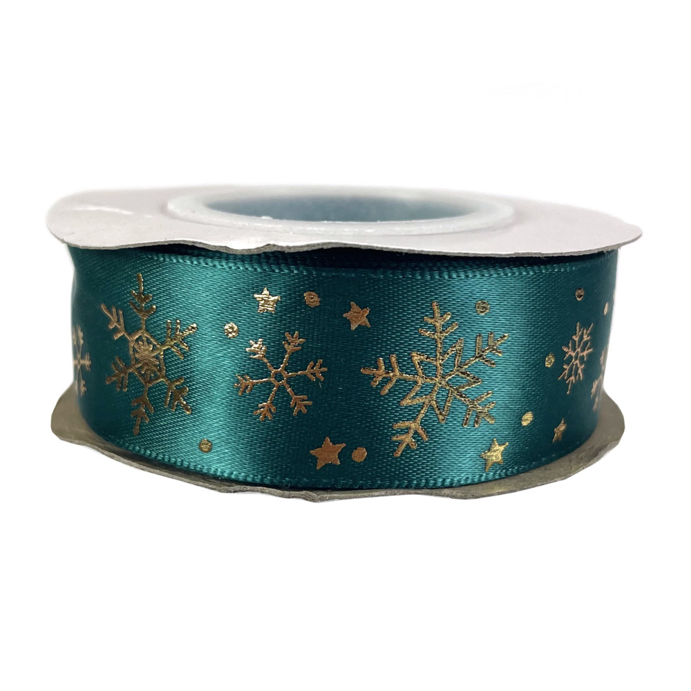 Ribbon Snowflakes - green, 2,5 cm x 9 m