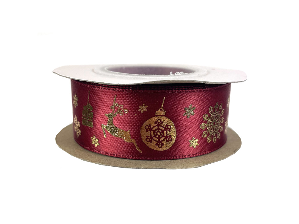 Ribbon Christmas - burgundy, 2,5 cm x 9 m