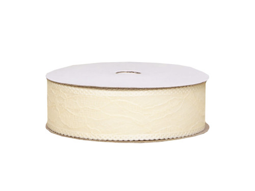 Openwork ribbon - cream, 2,5 cm x 9 m