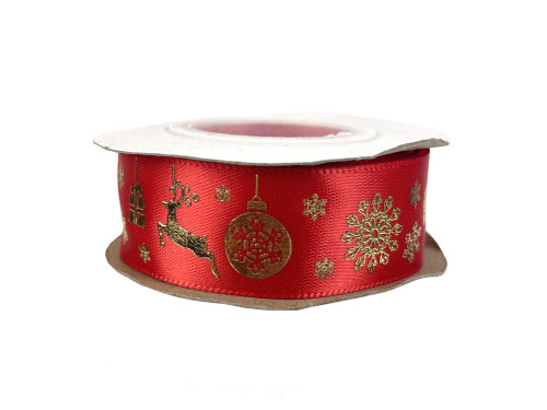 Ribbon Christmas - red, 2,5 cm x 9 m