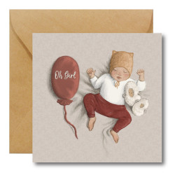 Greeting card - Hi Little - Oh Girl, 14,5 x 14,5 cm