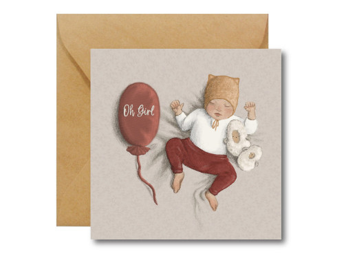 Greeting card - Hi Little - Oh Girl, 14,5 x 14,5 cm