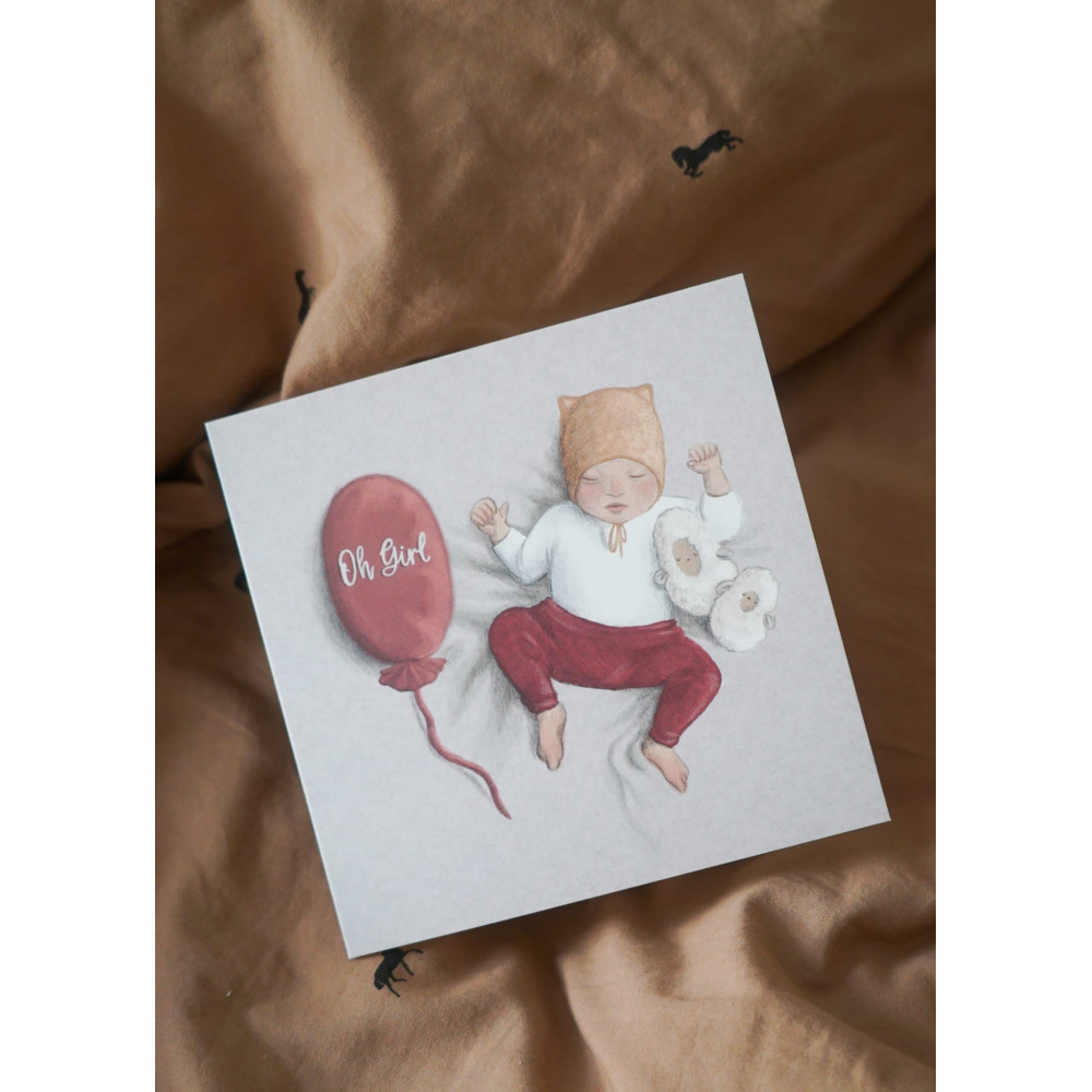Greeting card - Hi Little - Oh Girl, 14,5 x 14,5 cm