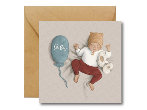 Greeting card - Hi Little - Oh Boy, 14,5 x 14,5 cm