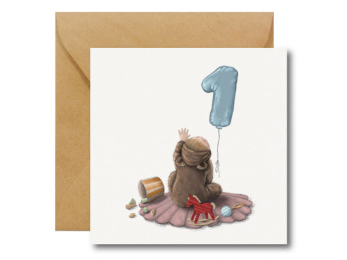 Greeting card - Hi Little - 1st Birthday, 14,5 x 14,5 cm