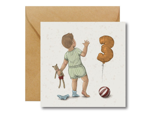 Greeting card - Hi Little - 3rd Birthday, 14,5 x 14,5 cm