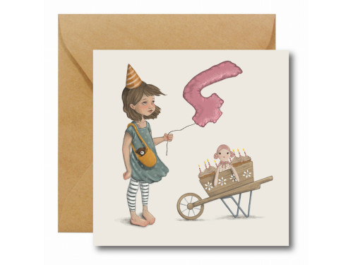 Greeting card - Hi Little - 4th Birthday, 14,5 x 14,5 cm