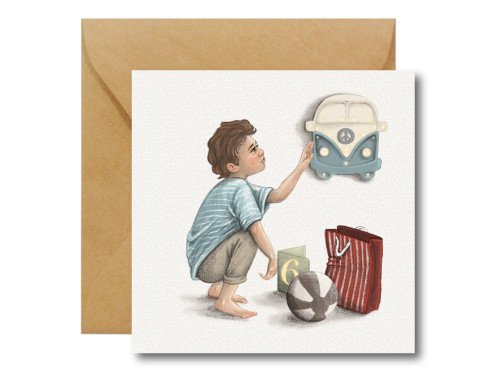 Greeting card - Hi Little - 6th Birthday, 14,5 x 14,5 cm