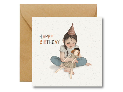 Kartka okolicznościowa - Hi Little - Happy Birthday Girl, 14,5 x 14,5 cm