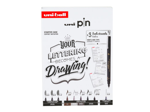Zestaw cienkopisów kreślarskich Pin 200 Lettering - Uni - 9 szt.