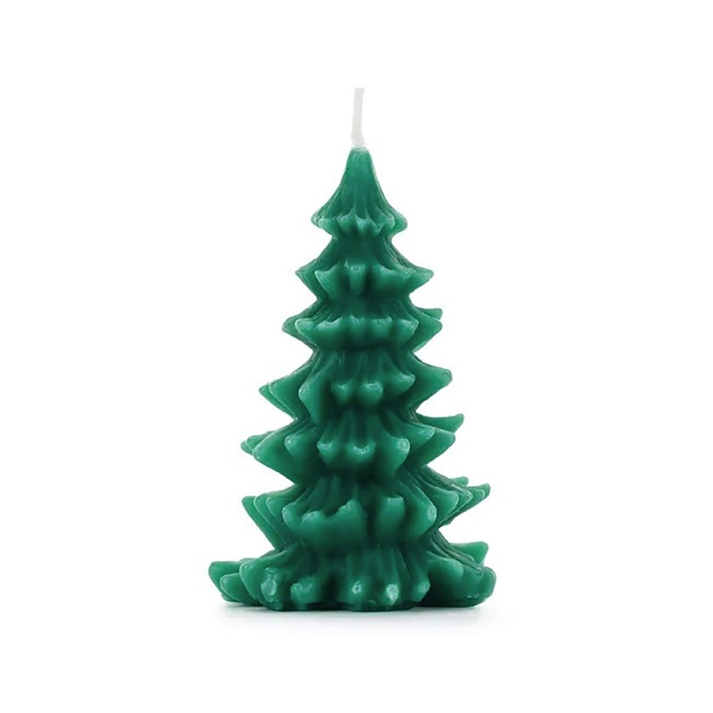 Świeca świąteczna Choinka - zielona, 10 cm