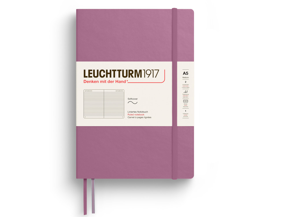 Notatnik w linię A5 - Leuchtturm1917 - Dusty Rose, miękka okładka