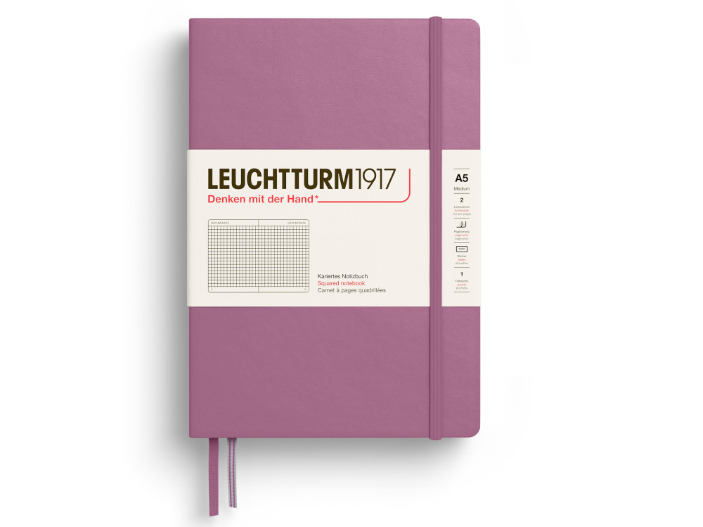 Notatnik w kratkę A5 - Leuchtturm1917 - Dusty Rose, twarda okładka