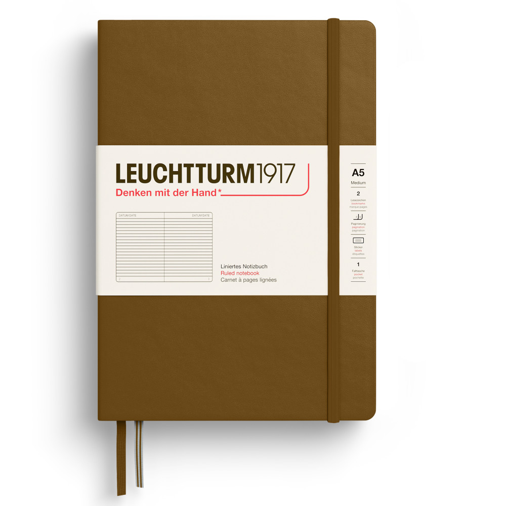 Notatnik w linię A5 - Leuchtturm1917 - Spice Brown, twarda okładka