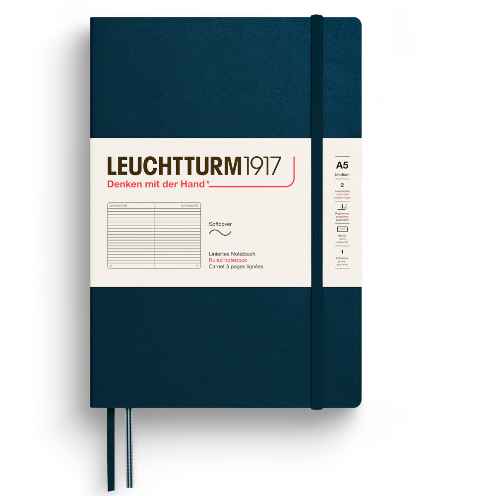 Notatnik w linię A5 - Leuchtturm1917 - Deep Sea, miękka okładka