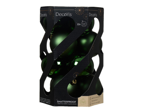 Shatterproof baubles - green, 6 cm, 12 pcs.