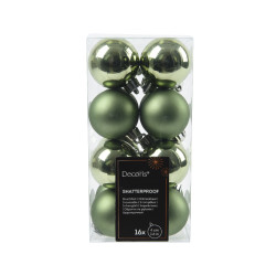 Shatterproof baubles - rosemary green, 4 cm, 12 pcs.