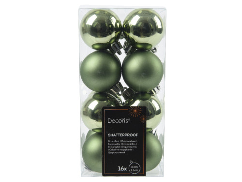 Shatterproof baubles - rosemary green, 4 cm, 12 pcs.