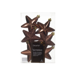 Shatterproof Star baubles - espresso, 7,5 cm, 6 pcs.