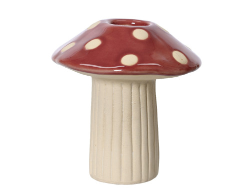 Mushroom ceramic candleholder - red, 8 x 9,5 cm
