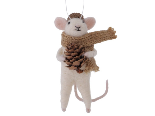 Christmas pendant Mouse with pinecone - 7 x 11,5 cm