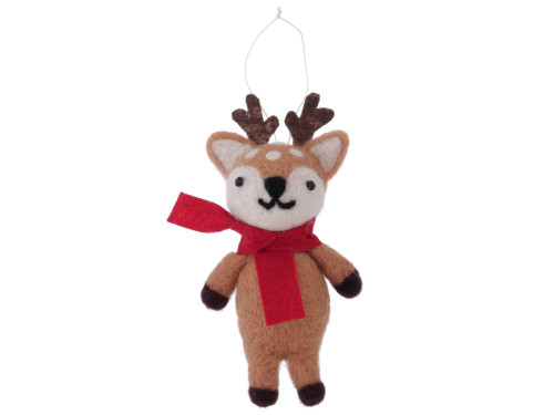 Christmas pendant Reindeer with scarf - 4 x 13,5 cm