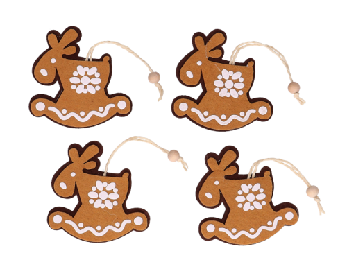 Christmas felt pendants Gingerbread Reindeers - 8 x 8 cm, 4 pcs.