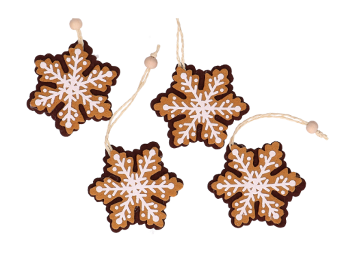 Christmas felt pendants Gingerbread Snowflakes - 8 x 8 cm, 4 pcs.