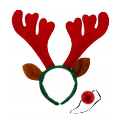 Headband Reindeer with nose - red, 2 pcs.
