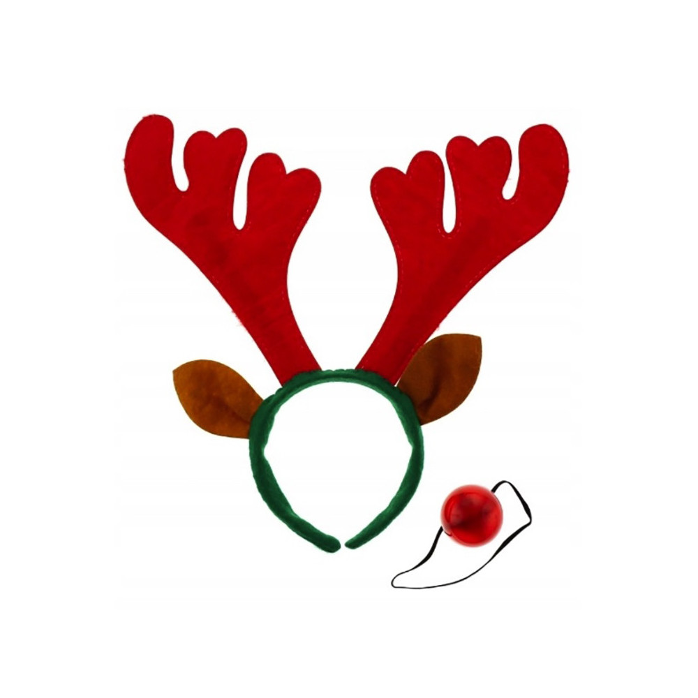 Headband Reindeer with nose - red, 2 pcs.