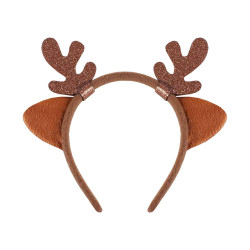 Reindeer Horns with ears headband - brown with glitter