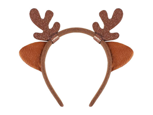 Reindeer Horns with ears headband - brown with glitter