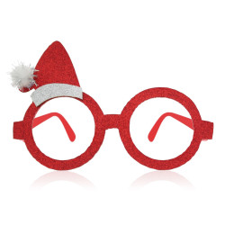 Christmas glasses Santa Claus Hat - red with glitter